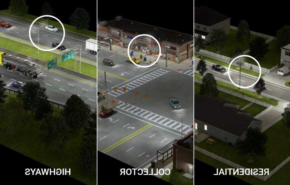 depiction of residential collector and highways being lit by Cree Lighting LED lights